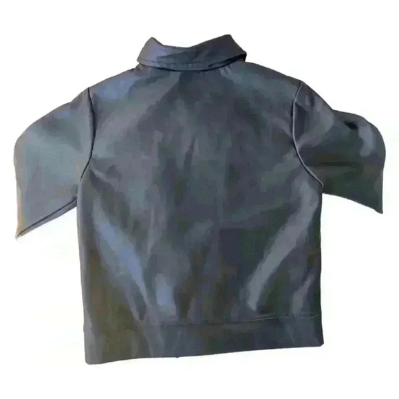 Faux Leather Kids Side Zip Black Jacket - Picture 3 of 6